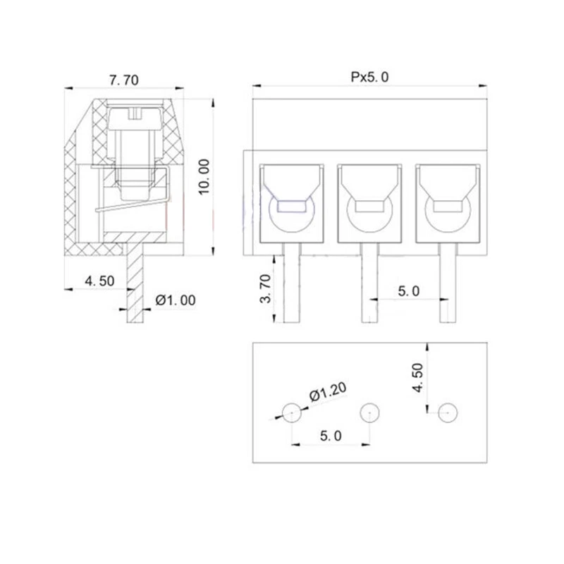 KF301 5.0mm Pitch 2 Pin 3 Pin Straight Pin PCB Screw Terminal Blocks 300V/16A - Image 4 of 4