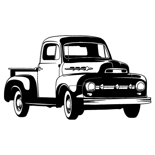1952 VINTAGE FORD F1 TRUCK CLIPART -VECTOR CLIP ART GRAPHICS -DXF SVG EPS AI PNG