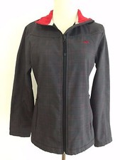 Snozu Zipper Jacket Lightweight Gray W/black & Red Plaid Size S