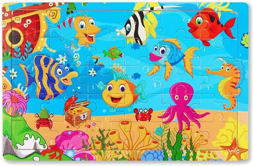 Wooden Jigsaw Puzzles for Kids Age 35 Year Old 30 Piece Colorful