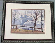 Ted KAUTZKY   GREAT New York City industrial watercolor ONE OF HIS VERY BEST .