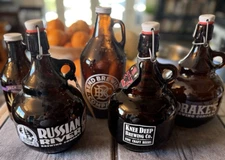 Brewery Growlers, Collection Of 5 Bottles Russian River, Knee Deep, Bend Brewing