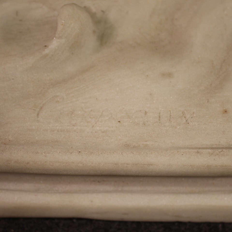 Marble signed Carpeaux sculpture fisherman shell statue art 19th