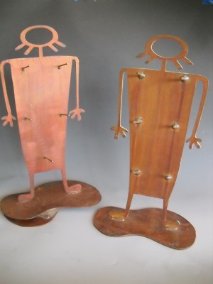 Jewelry Merchandise Display Stands Copper Finish over Steel Petroglyph Shaped 