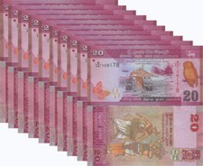 Sri Lanka 20 Rupees 2020 P 123 UNC LOT 10 PCS