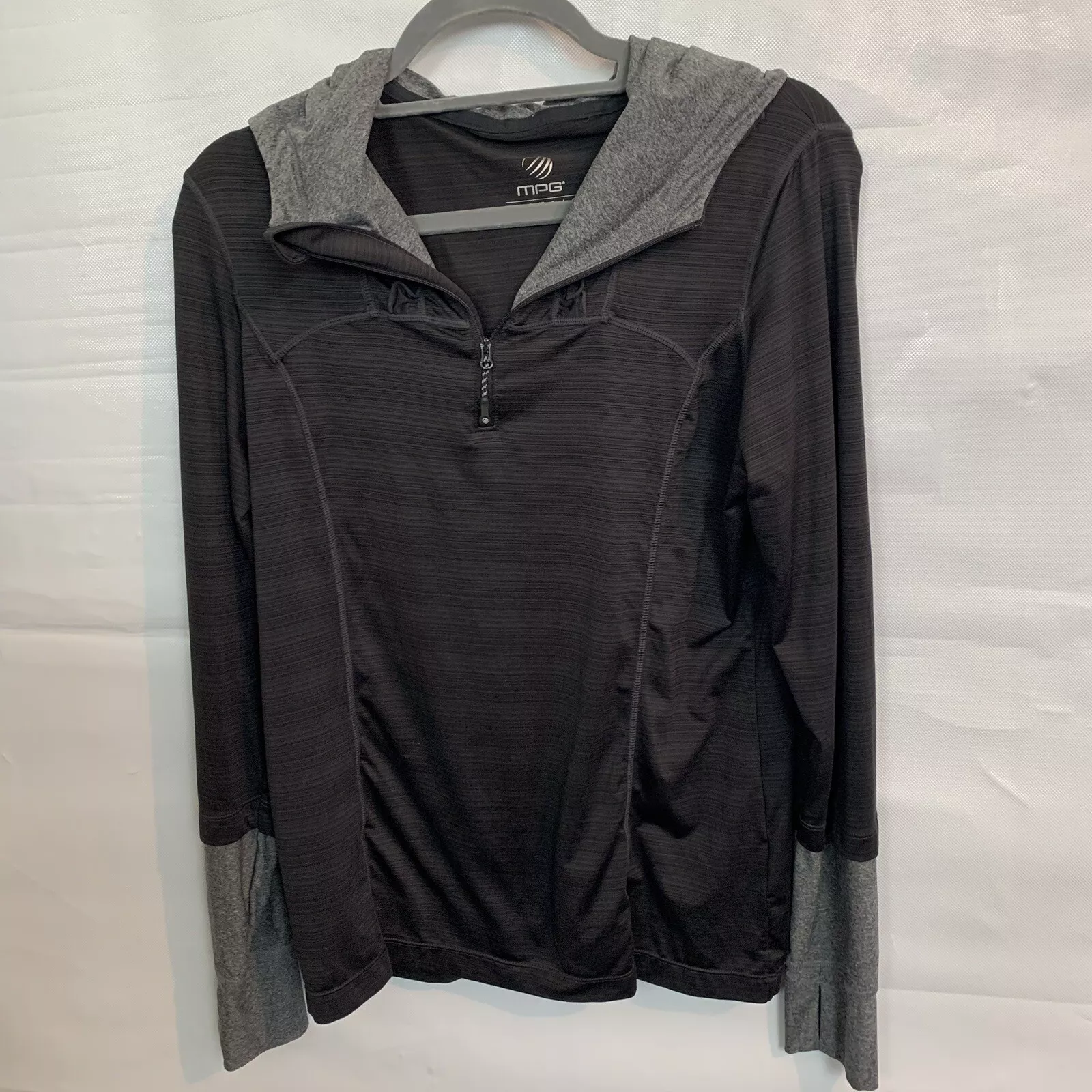 mpg pullover long sleeve athletic hooded 1/4 zip hoodie