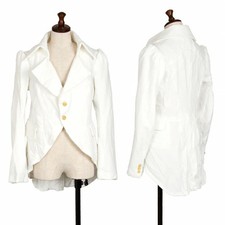  Used COMME des GARCONS Product Dyed Poly Short Swallowtail Jacket White S Lad
