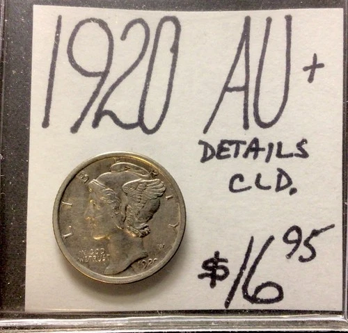 1920 Mercury Silver Dime AU+! Details CLD. ENN Coins