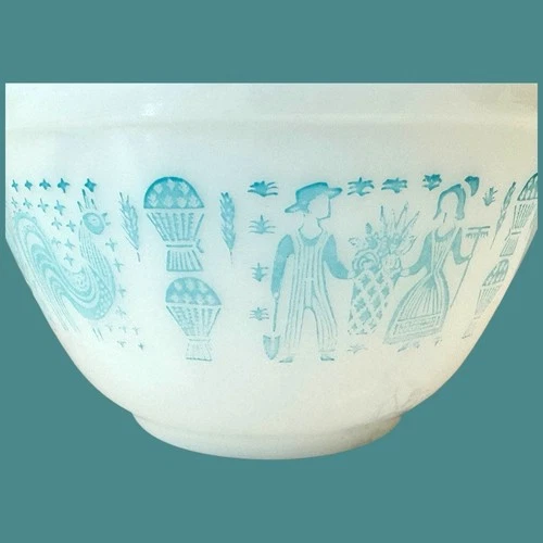 Vintage Pyrex Amish Butterprint Small 1 1/2 PT Mixing Bowl Turquoise White 401
