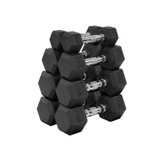 FlexWave Hex Dumbbell Set Rubber Weights Non Slip Grip Home Gym Train
