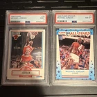 FLEER MICHAEL JORDAN PSA 8 PSA 9 2 CARD LOT 1989/1990 #26/#3 STICKER