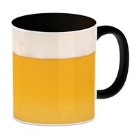 Kaffeebecher Henkel Und Innenseite Schwarz Mit Bier Motiv