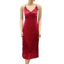Urban Outfitters Bodycon Midi Dress Red Slip Nightwear Floral Lace M 286994