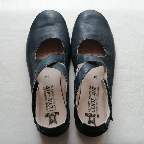Women Mephisto Heels Navy Leather 36