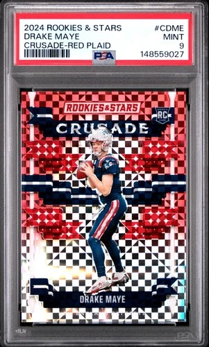 2024 PANINI ROOKIES & STARS CRUSADE RED PLAID #CDME DRAKE MAYE ROOKIE RC PSA 9