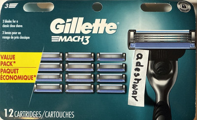 Gillette Mach3 Razor Blade Refills Only Cartridges - 12 Count, DB (Packing Vary)
