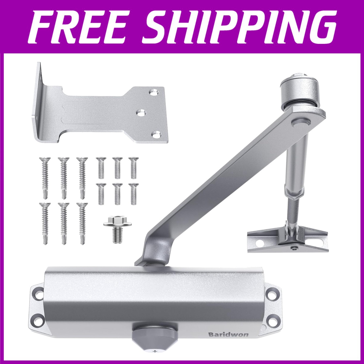 Premium Hydraulic Door Closer - Adjustable Speed & Hold Open Feature, Large Size