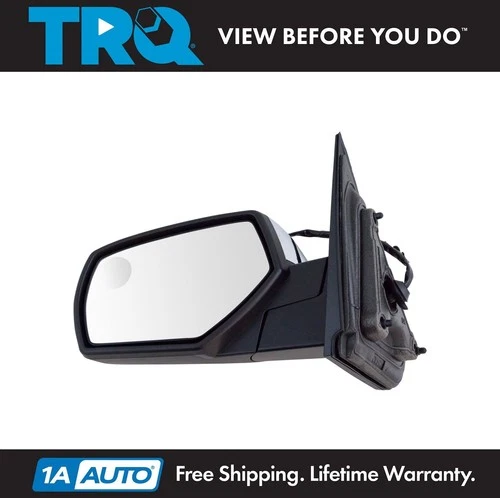 TRQ Mirror Power Heated Chrome Driver Side Left LH for Chevy GMC Pickup Truck