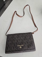 Michael Kors Jet Set Medium Crossbody Leather Handbag - Brown