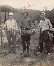 Antique Men Camping Stringer Brook Trout 1920s Photo Fishing Catch of the Day