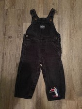 OshKosh B'gosh 18 Months Black Corduroy Vestbak Overalls with Penguin Embroidery