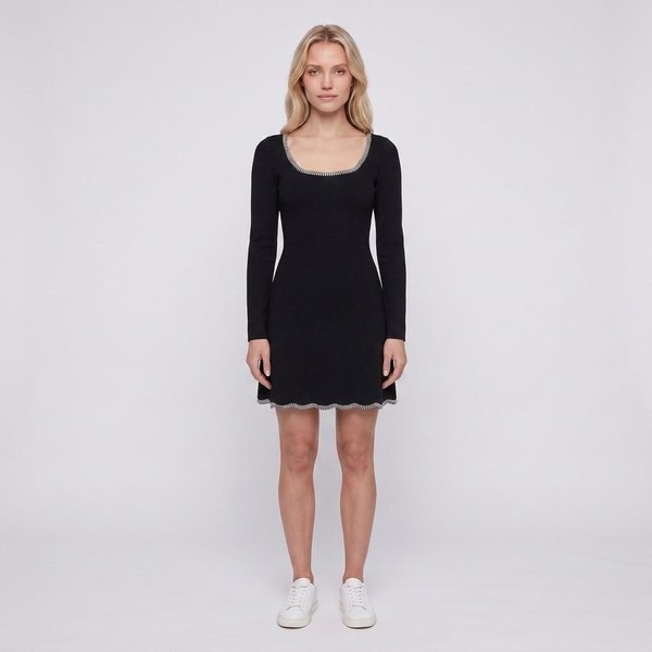 Sandro Kleid Schwarz Strick Gr. 38 FR Damen Strass SFPRO02695-image
