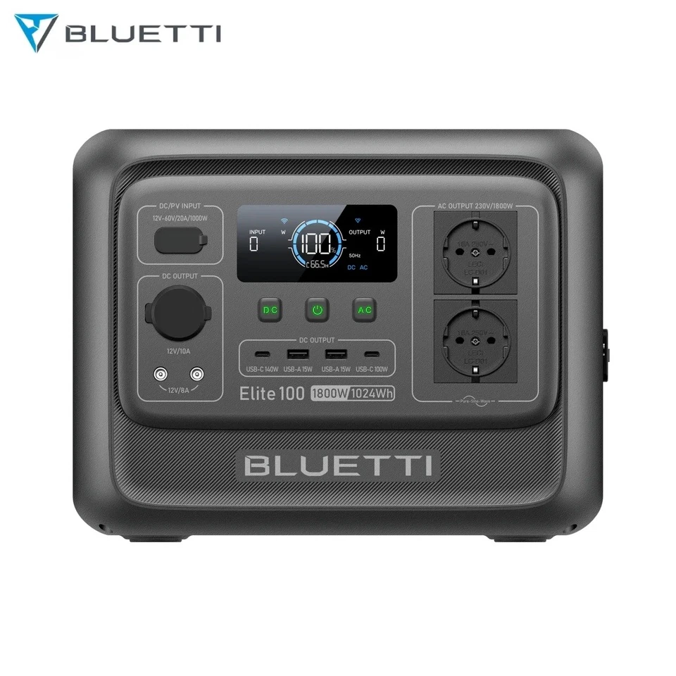 BLUETTI Elite 100 V2 Powerstation 1800W Generator 1024Wh Solarspeicher 0% MwSt.