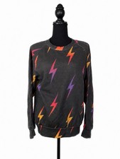 aviator nation lightning bolt sweatshirt all over print crew neck medium