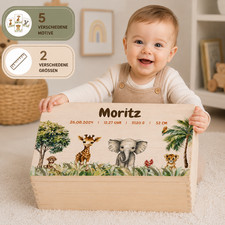 Erinnerungsbox aus Holz personalisiert &ndash; Geschenk Baby, Taufe, Geburt mit Namen