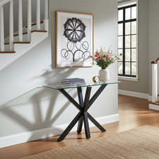 Side Lamp Table Spider Glass Console Hall Table with Black Legs Living Room Home