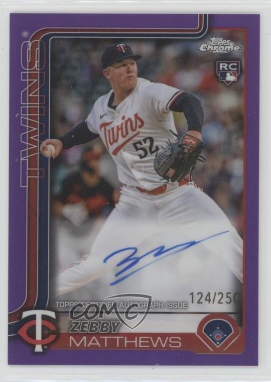 2025 Topps Chrome Rookie Purple Refractor 124/250 Zebby Matthews Auto RC 1k4e