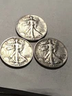 BEAUTIFUL 1941 P-D-S  SET  E/F A/U WALKING LIBERTY HALF DOLLARS   N438