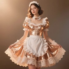 Style Champagne Gold Maid Dress With Lace Trim Elegant Short Sleeve A Line Mini