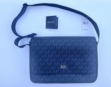 💼 Michael Kors Everett Flap Messenger Bag Black Men's Crossbody Signature NWT