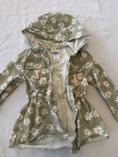 Little Lass Girls' 4T Hooded Floral Jacket Green White Pink Ruffle Button