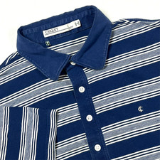 Criquet Slim Fit Polo Shirt Men's L Striped Navy White Casual Comfort Preppy