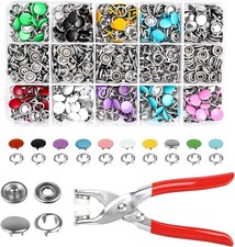 200 Druckknöpfe 9,5mm mit Zange Metall Snap Set bunt für Kleidung DIY Tasche