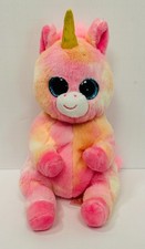 Ty Beanie Bellies Skylar The Pink & Orange Tie Dye Unicorn 9  Stuffed Plush Toy