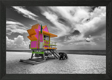 MIAMI BEACH Florida Flair Framed Wall Art Poster Canvas Print Picture