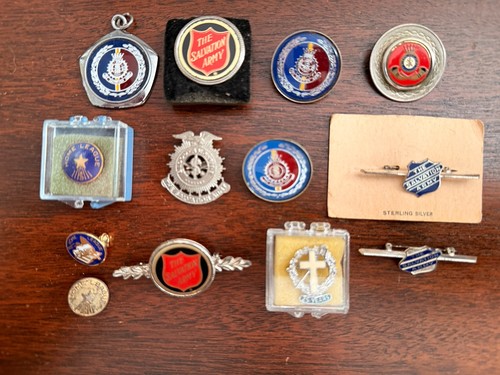 Vintage Pinback Lot The Salvation Army Officer Soldier Home League 2 Sterling