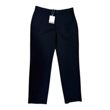 NEW Ganni Navy with Green Pinstripe Tailored Trousers Womens Size 42 US L