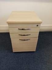 Maple Office Drawer Unit with 3 x Lockable Drawers (Comes with Key)