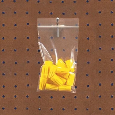 6 x 6'' Clear Reclosable Poly Bag w/ Hang Hole 4 Mil Zip Plastic Baggies 1000/Pk