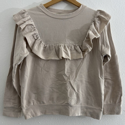 Dixie Beige Ruffle Long Sleeve Sweatshirt Pullover Italy Made | Size XXL