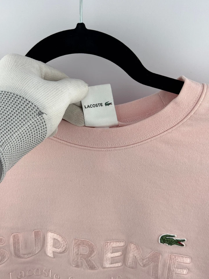 Sudadera Lacoste X Supreme Live Rosa Sportif Paris Cuello Redondo Para Hombre Mediana Rara Foto 3 de 4
