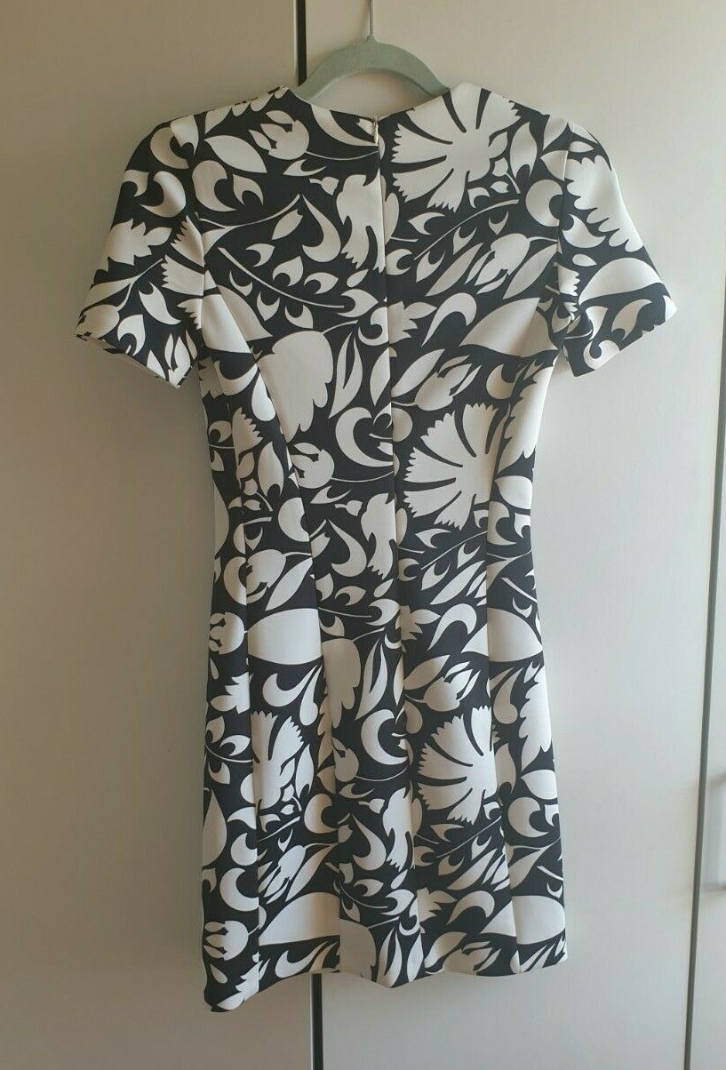 Zara Black and White Floral Mini Dress with Mesh Deta… Gem