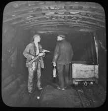 COAL MINERS & MINING NO9 C1888 Magic Lantern Slide PHOTO CANNOCK CHASE COLLIERY
