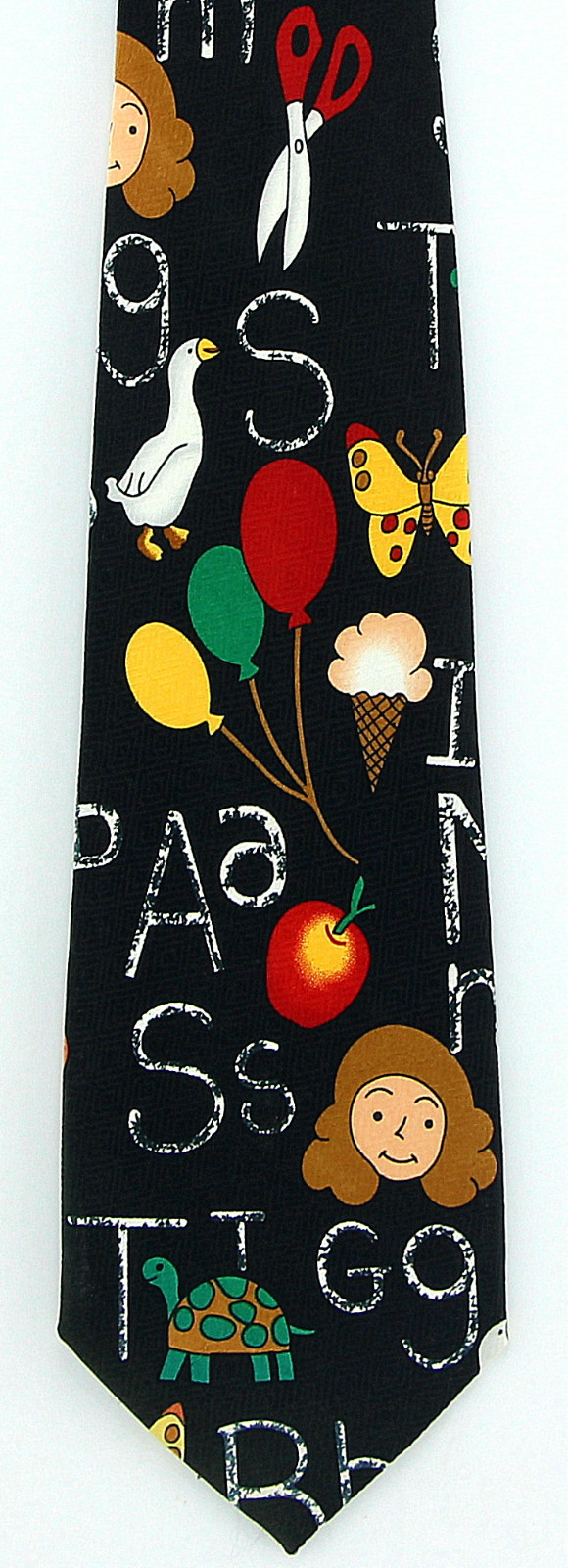 ABC Letters Men's Necktie Reading Write Teacher Gift Education Black Neck Tie