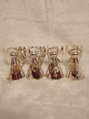 Angel Halo Napkin Rings Silver-Plated Christmas Timeless Treasures Box VTG Set 4