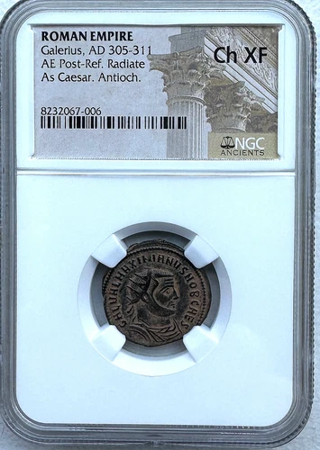 ROMAN EMPIRE - GALERIUS 305-311 AD -AE POST-REF. RADIATE - NGC CH XF - FREE SHIP